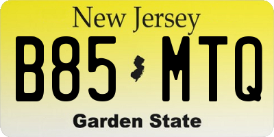 NJ license plate B85MTQ