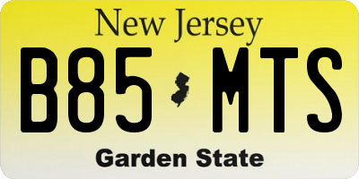 NJ license plate B85MTS