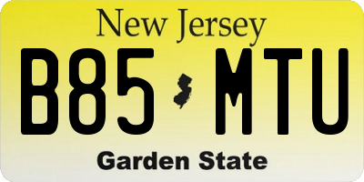 NJ license plate B85MTU