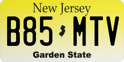 NJ license plate B85MTV