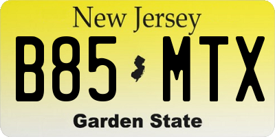 NJ license plate B85MTX