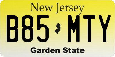 NJ license plate B85MTY