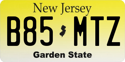 NJ license plate B85MTZ