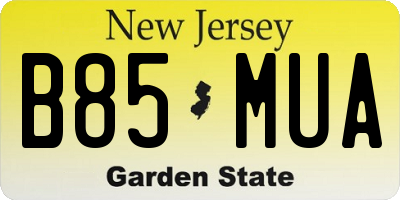 NJ license plate B85MUA