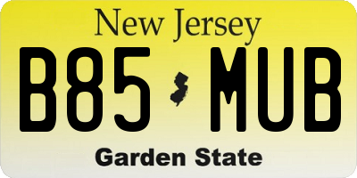 NJ license plate B85MUB