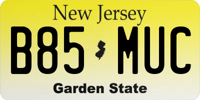 NJ license plate B85MUC