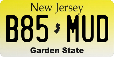 NJ license plate B85MUD