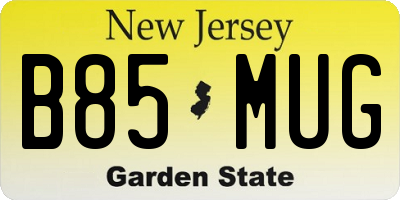 NJ license plate B85MUG