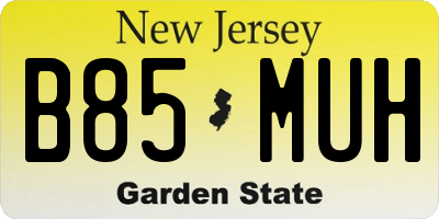 NJ license plate B85MUH