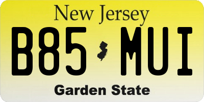 NJ license plate B85MUI