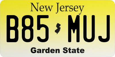 NJ license plate B85MUJ