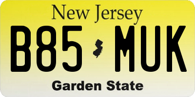 NJ license plate B85MUK