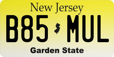 NJ license plate B85MUL