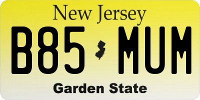 NJ license plate B85MUM