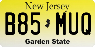 NJ license plate B85MUQ