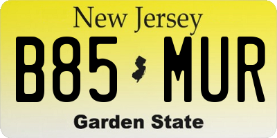 NJ license plate B85MUR