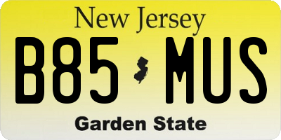 NJ license plate B85MUS