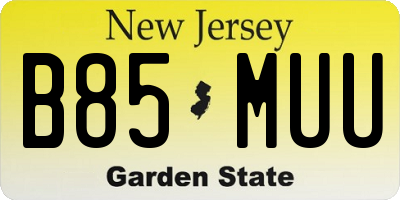 NJ license plate B85MUU