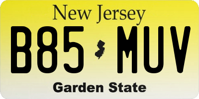 NJ license plate B85MUV