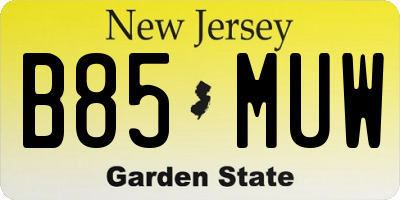 NJ license plate B85MUW