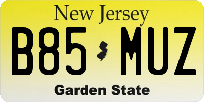 NJ license plate B85MUZ