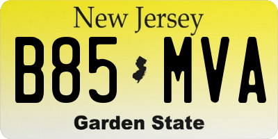 NJ license plate B85MVA