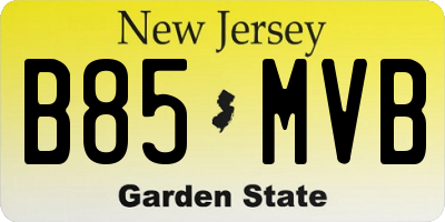 NJ license plate B85MVB