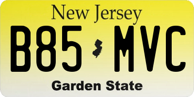 NJ license plate B85MVC