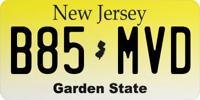 NJ license plate B85MVD