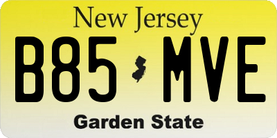 NJ license plate B85MVE