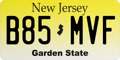 NJ license plate B85MVF
