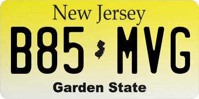 NJ license plate B85MVG