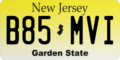 NJ license plate B85MVI
