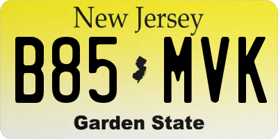 NJ license plate B85MVK