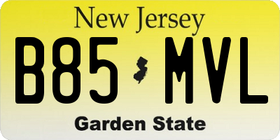 NJ license plate B85MVL