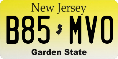 NJ license plate B85MVO