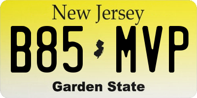 NJ license plate B85MVP