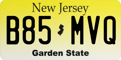 NJ license plate B85MVQ