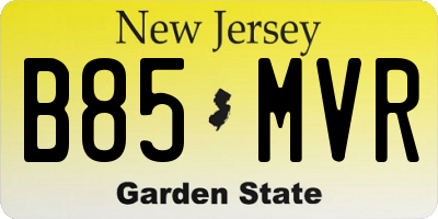 NJ license plate B85MVR