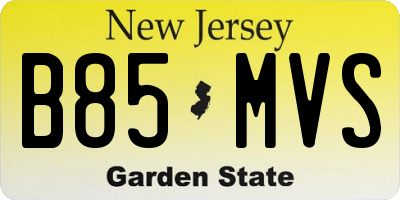 NJ license plate B85MVS