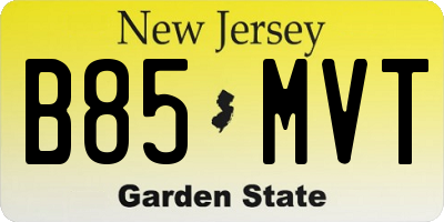 NJ license plate B85MVT