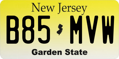 NJ license plate B85MVW