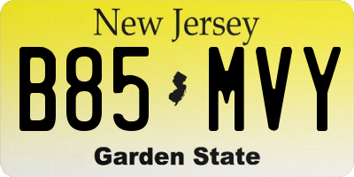 NJ license plate B85MVY