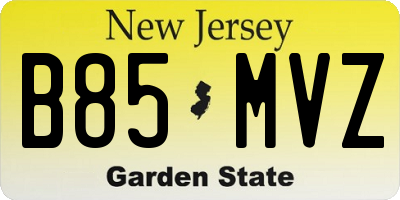 NJ license plate B85MVZ