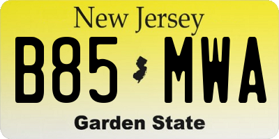 NJ license plate B85MWA