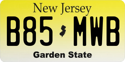 NJ license plate B85MWB