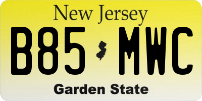 NJ license plate B85MWC