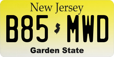 NJ license plate B85MWD
