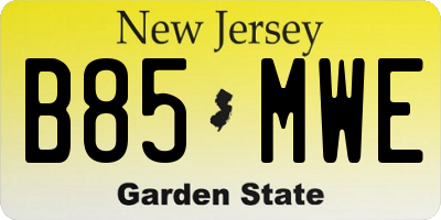 NJ license plate B85MWE