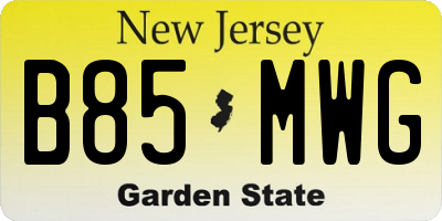 NJ license plate B85MWG